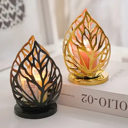 Leaf Modeling Metal Candlestick Romantic Wedding Candle Holders Decoration Candelabra Dining Table Decor Fashion Home Decor