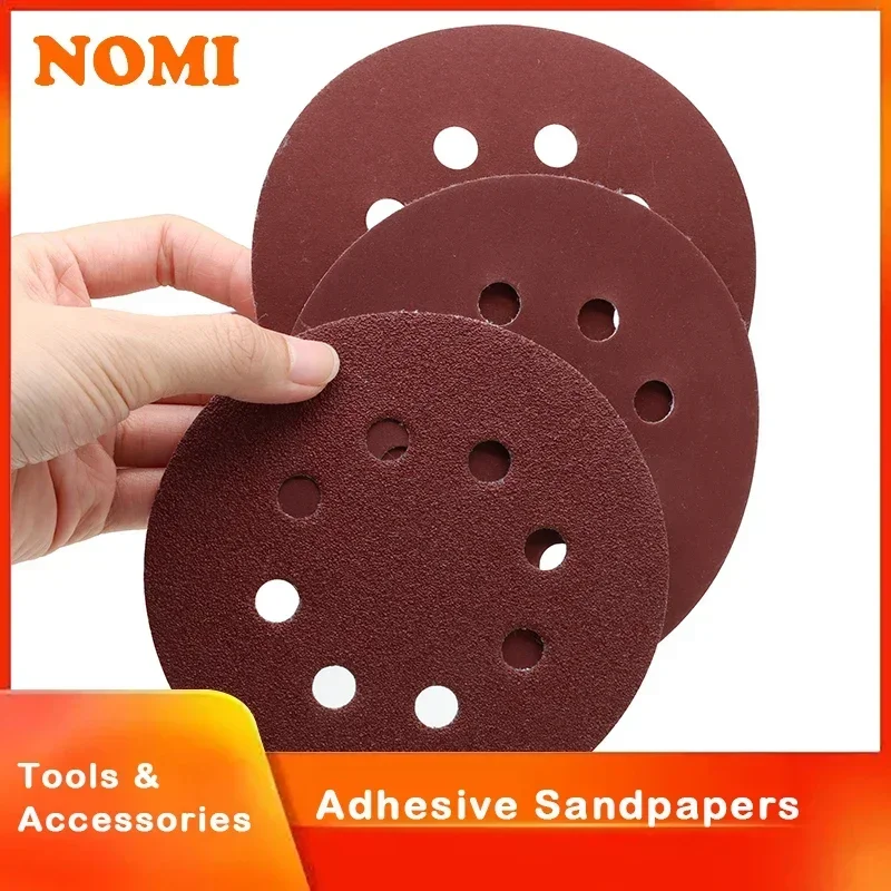 Sanding Discs Hook and Loop Adhesive Sandpaper 5 Inch 8 Hole for Random Orbital Sander 60-2000 Grits Abrasive Sheets 10~100pcs