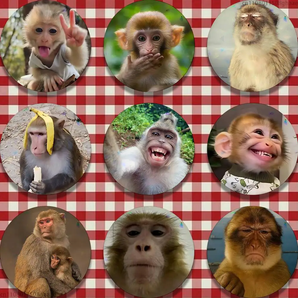 

Funny Cute Monkey 58mm Icon Badge Handmade Tinplate Brooch for Backpack Clothes Chest Ornament Gifts