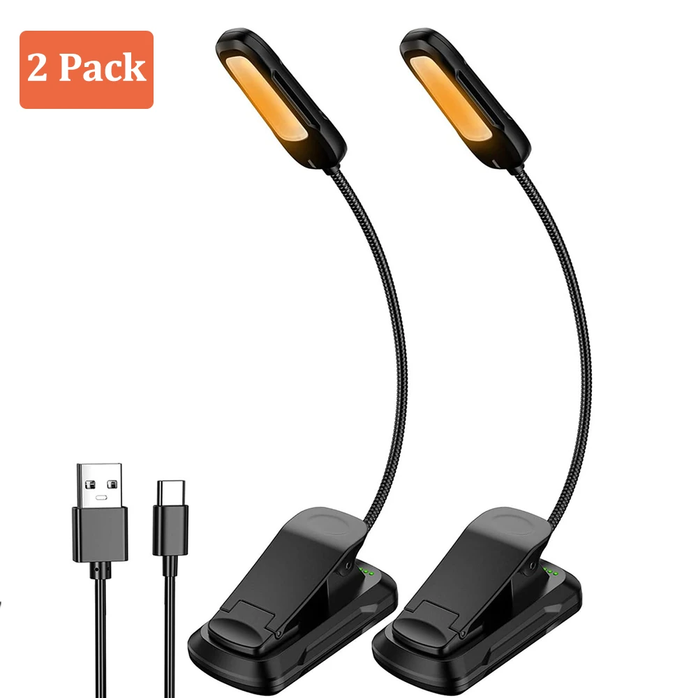 

2Pack Book Light USB Reading Light with 3 Colors Portable&Adjustable Reading Lamp Eye Care Lamp with Power Indicator