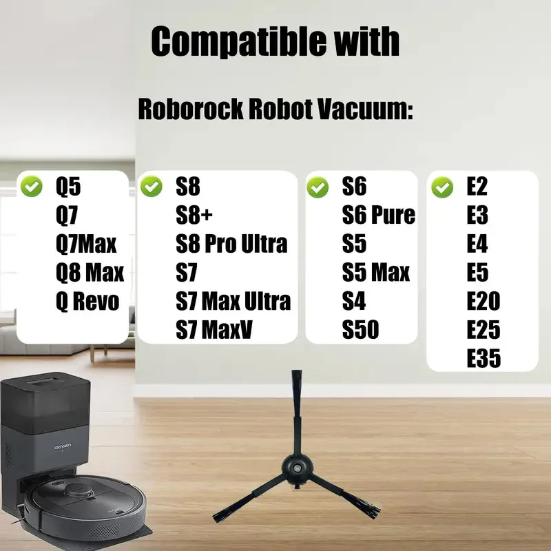 Side Brush Replacement For Roborock S8 S8+ S8 Pro Ultra, Q Revo, Q5 Q7 Q7Max Q8 Max, S7 Max Ultra S7 MaxV S6 S6 Pure S5 S5 Max S