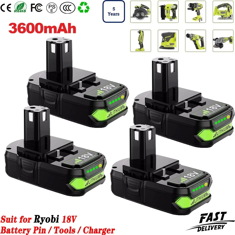 

1/2/4 шт. 3,6 Ач P102 замена для Ryobi 18 В литий-ионный аккумулятор Pin P103 P105 P107 P108 P109, совместимый с аккумуляторными электроинструментами Ryobi