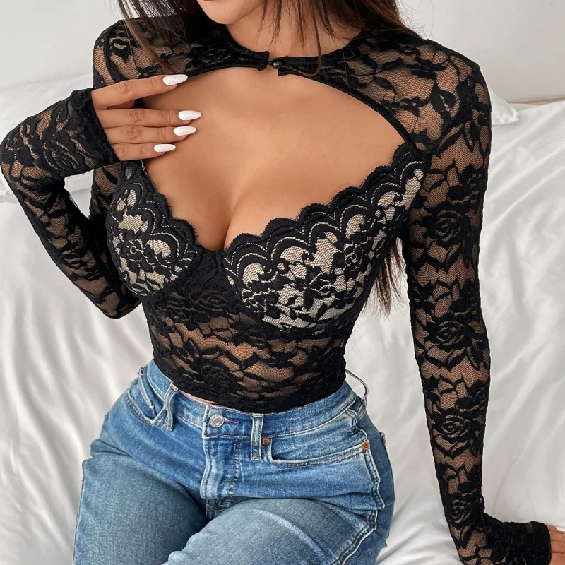 Capispalla aderente sexy traspirante lungo Sve in morbido pizzo per ragazze Trendy Versatile Autunno Inverno Faion Ladies' irt