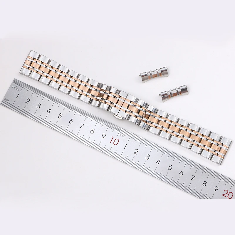 12/14/16/18/20/22/24 мм ремешок для часов из нержавеющей стали для Seiko для Rolex с изогнутым концом, металлический ремешок на запястье, твердый браслет с складной пряжкой