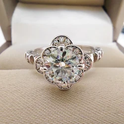Luomansi Flower Vintage Ring S925 1CTMoissanite with Certificate Advanced Women Jewelry Wedding Party Birthday Gift