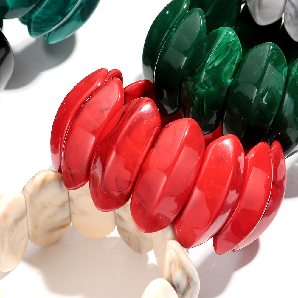 Vintage Acryl Gestreckt Große Breite Armbänder Armreifen für Frauen Trendy Harz Geometrische Große Marmorierte Manschette Armreif Modeschmuck – Detail 5