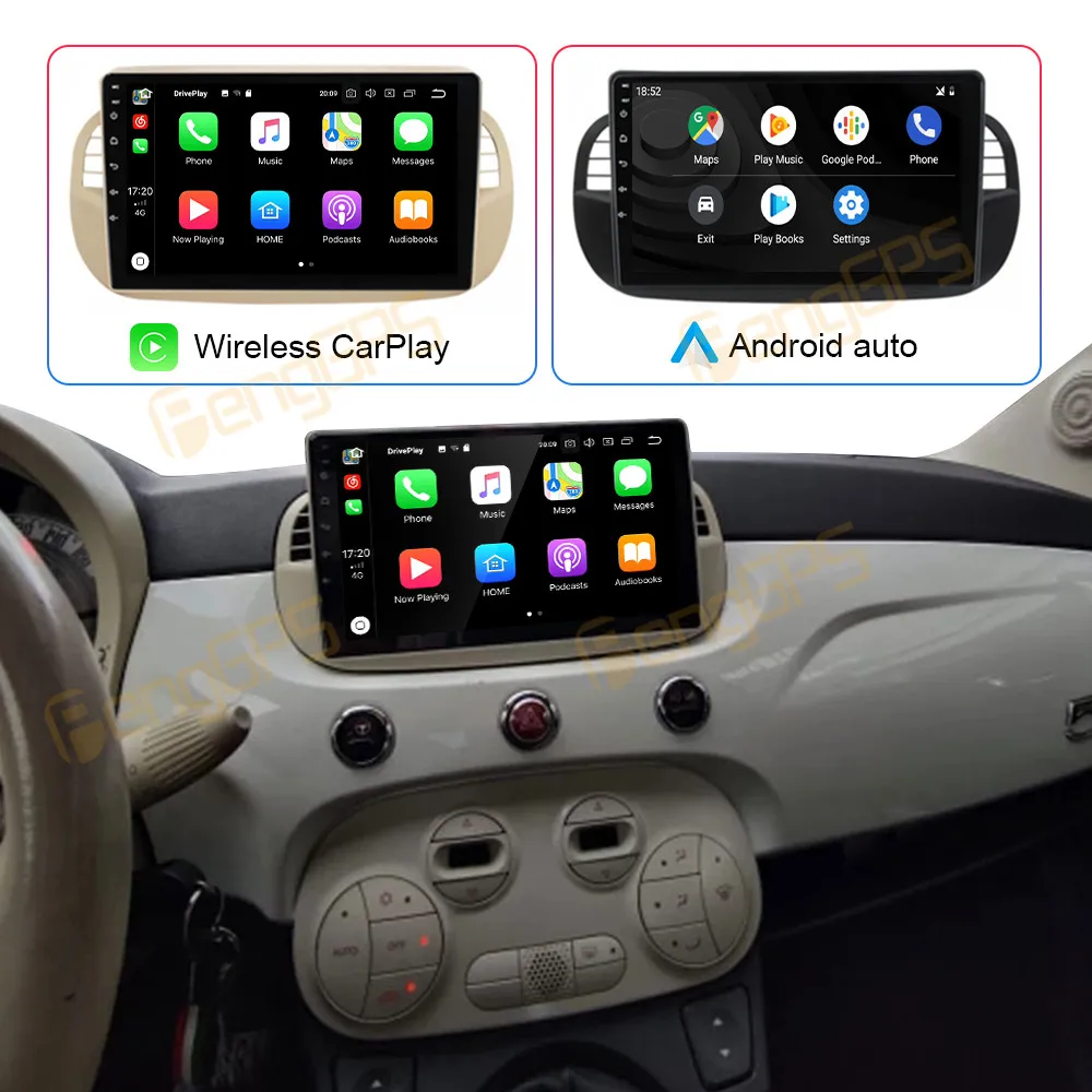 For Fiat 500 Android 11 8 Core 128G Stereo Auto Radio Video Receiver GPS Navigation DSP Carplay Car Multimedia Player Head Unit