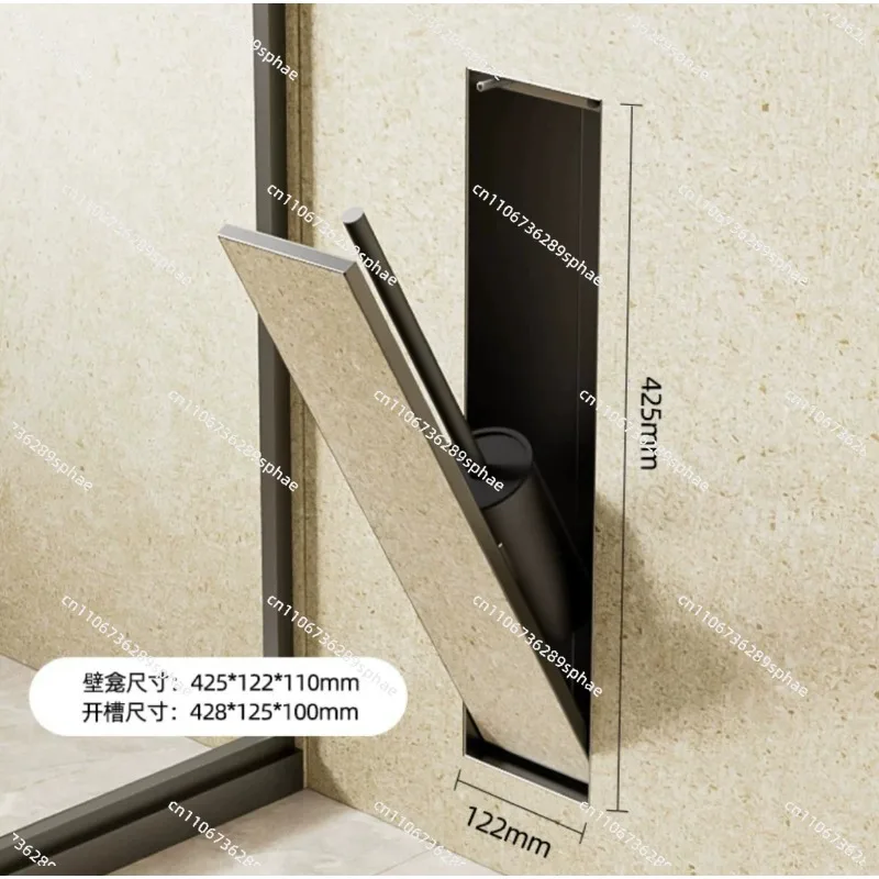 Modern Bathroom Hidden Toilet Brush Set | Stainless Steel Wall Niche with Silicone Brush, Embedded Design