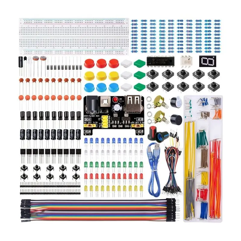 Voltvibe-For UNO R Component Pack Electronic Parts 830 Hole Breadboard Kit Including Resistor, Led& Star Electronics For Beginne