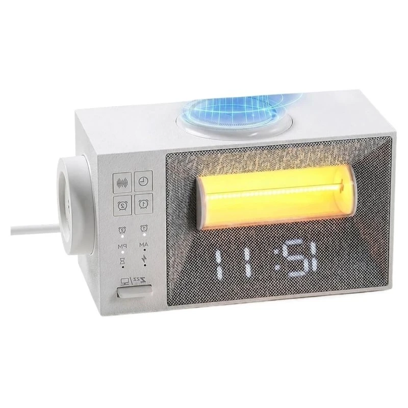 ABSS-Alarms Clock With Sound Machine, Wireless Charging, Dual Function For Bedroom, Hotel Snooze& 20 Soothing Sounds