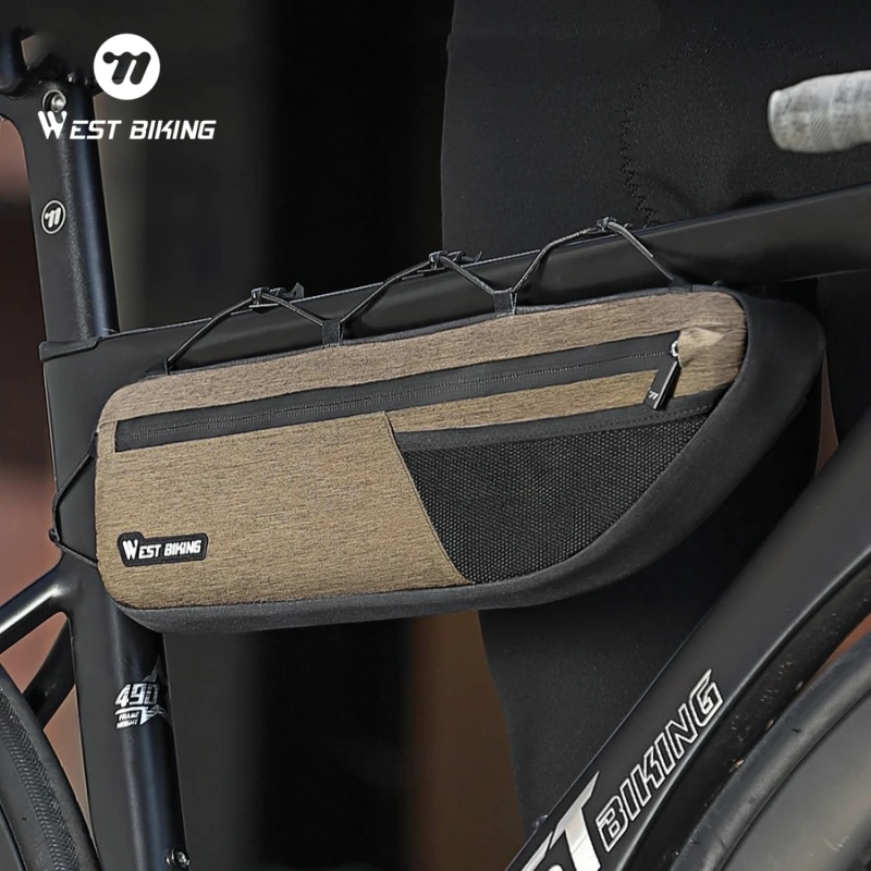 

WEST BIKING Bicycle Frame Tube Bag 1.6L Reflective Bike Top Bottom Tube Bag Frame Bag Large Capacity MTB Cycling Pannier Portabl