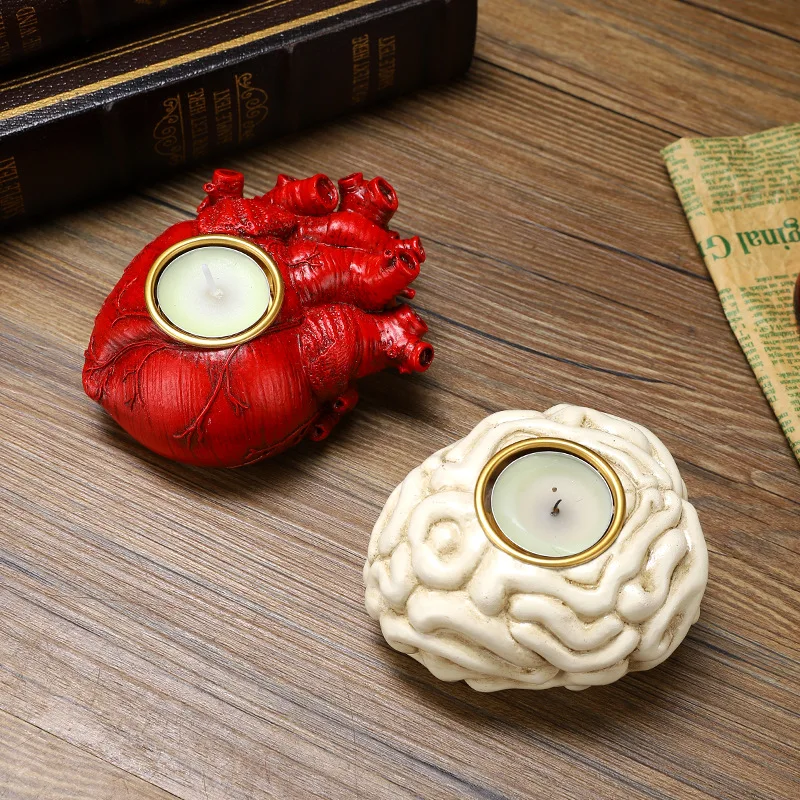 Gothic Dark Heart Brain Organ Candle Holder Escape Room Horror Prop