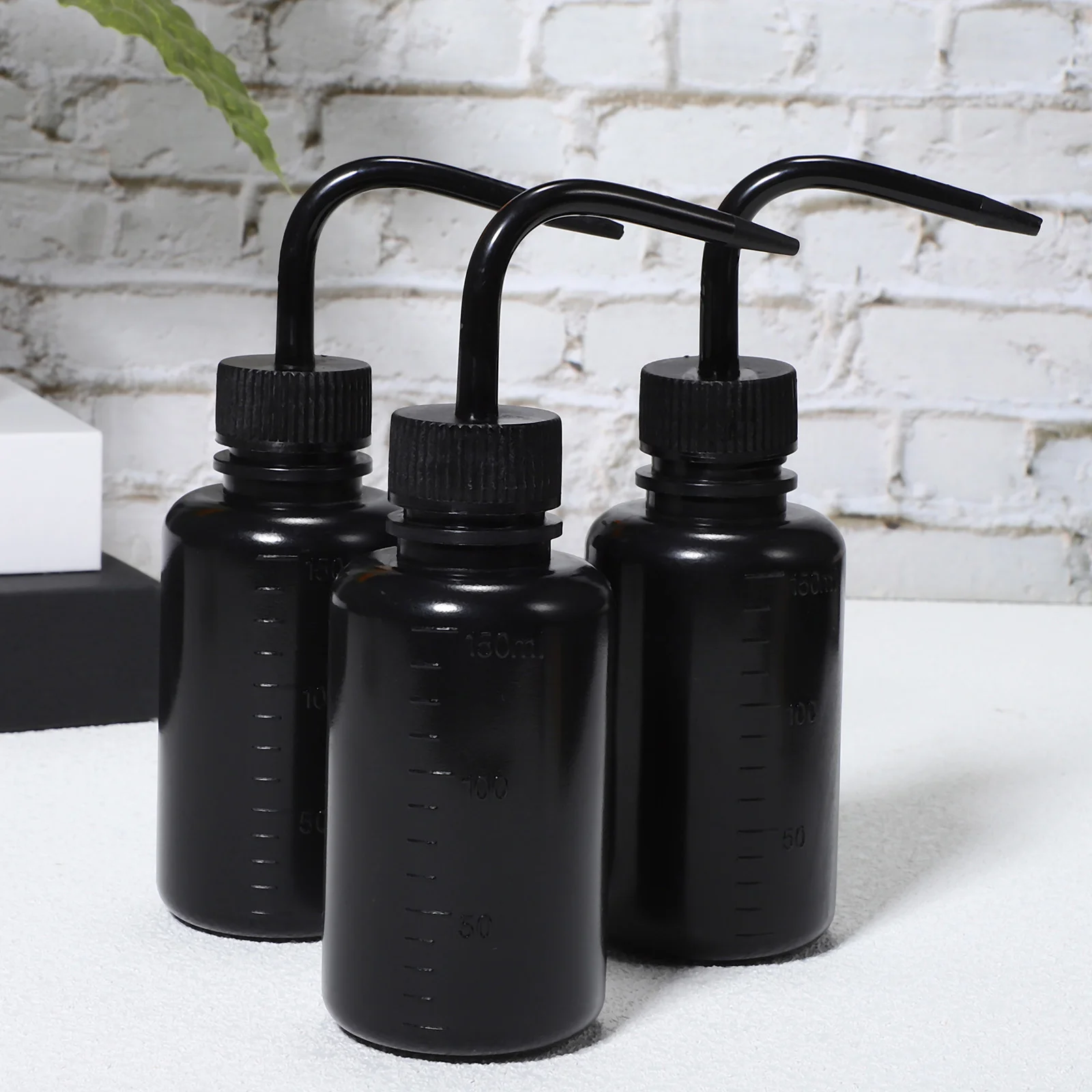 3 Pcs Painted 150ml Empty Plastic Washing Bottles Black Sauce Containers or Squeeze