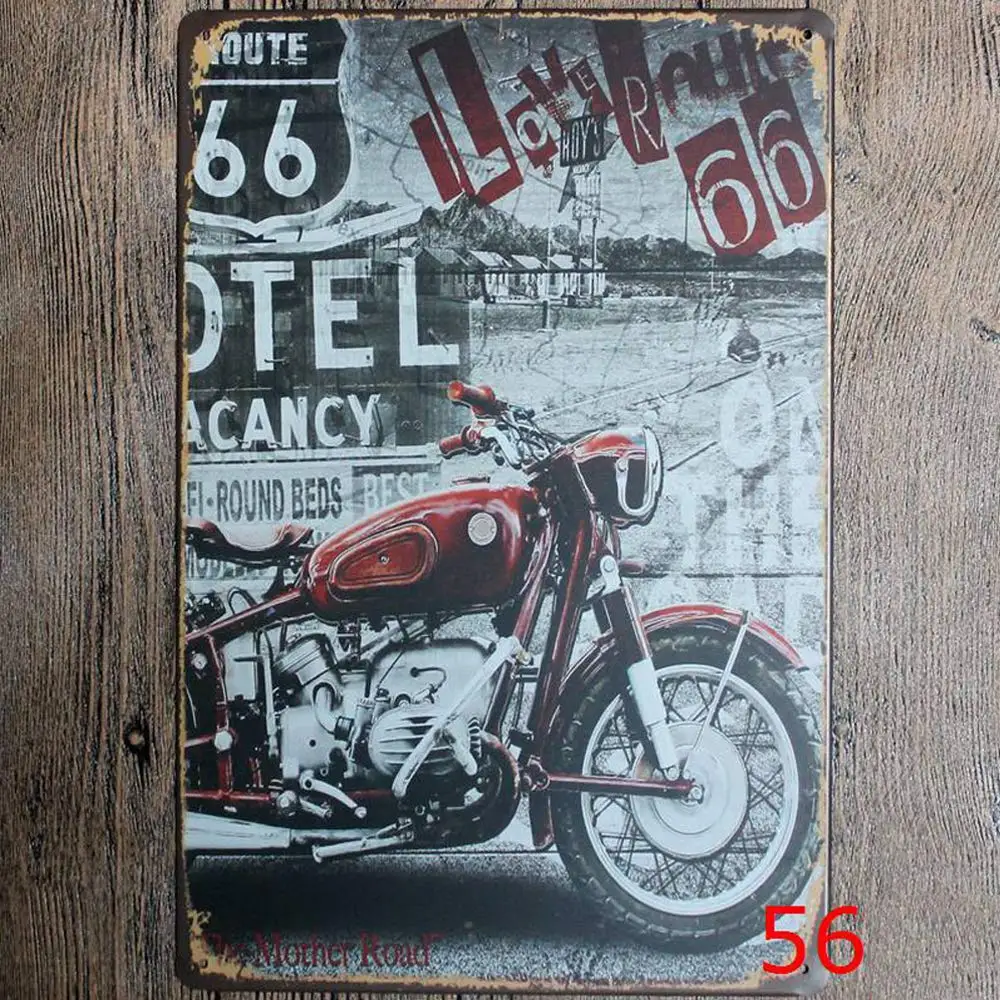 

Retro Design Motor Route 66 Tin Metal Signs Wall Art | Thick Tinplate Print Poster Wall Decoration for Garage