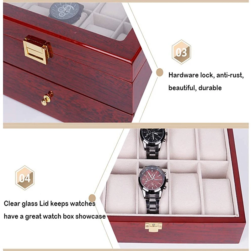 Luxury Large Wooden Watch Boxes Storage Organizer Box Watch Box Double Layer Jewelry Men\'s Watches Display Case Gift