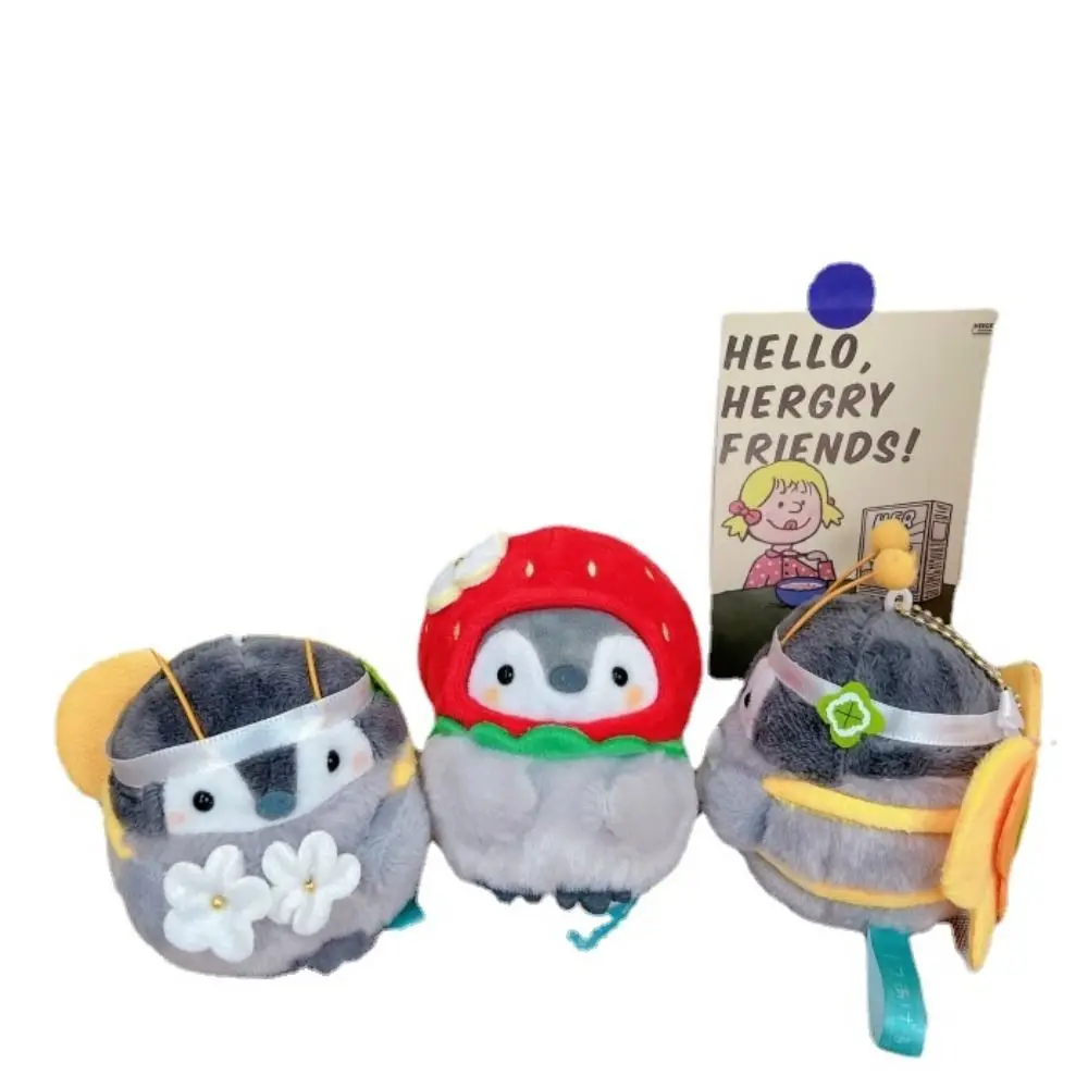 LLavero de pingüino de dibujos animados, Pato pequeño Koi de la suerte, Animal, pingüino, juguetes de peluche, pan, abeja, colgante de pingüino suave, decoración para mochila