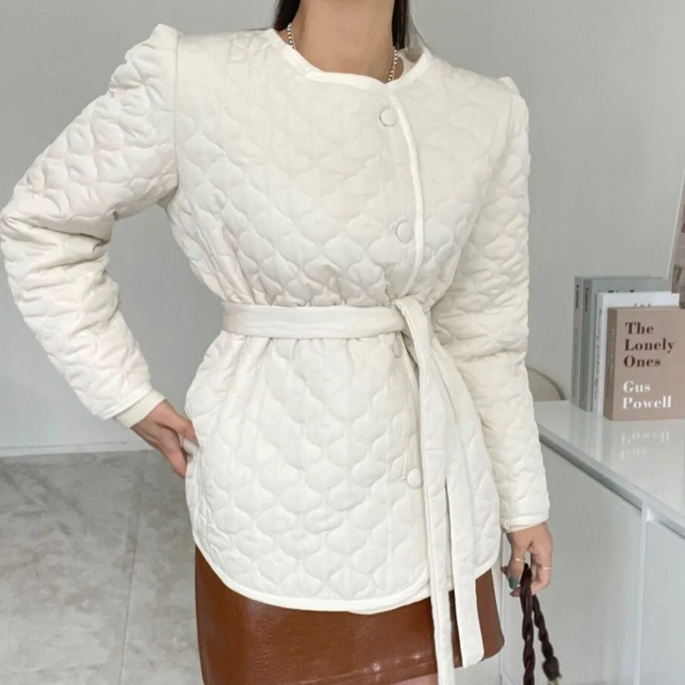 

Ретро-пальто с круглым вырезом и поясом на талии, хлопковое, женское, на одной пуговице, модное, простое, осенне-зимнее, в корейском стиле