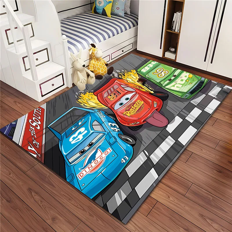 Disney Cars Mcqueen 3D Cartoon Area Carpet, Rug for Living Room Bedroom Sofa Kitchen Doormat Decor,Kid's Non-slip Floor Mat Gift