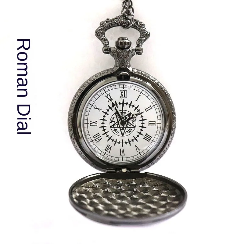 Roman Pocket Watch Male Vintage Pattern Necklace Glow Unique Watch Relogio De Bolso Relojes De Bolsillo Mecanicos Black Clock