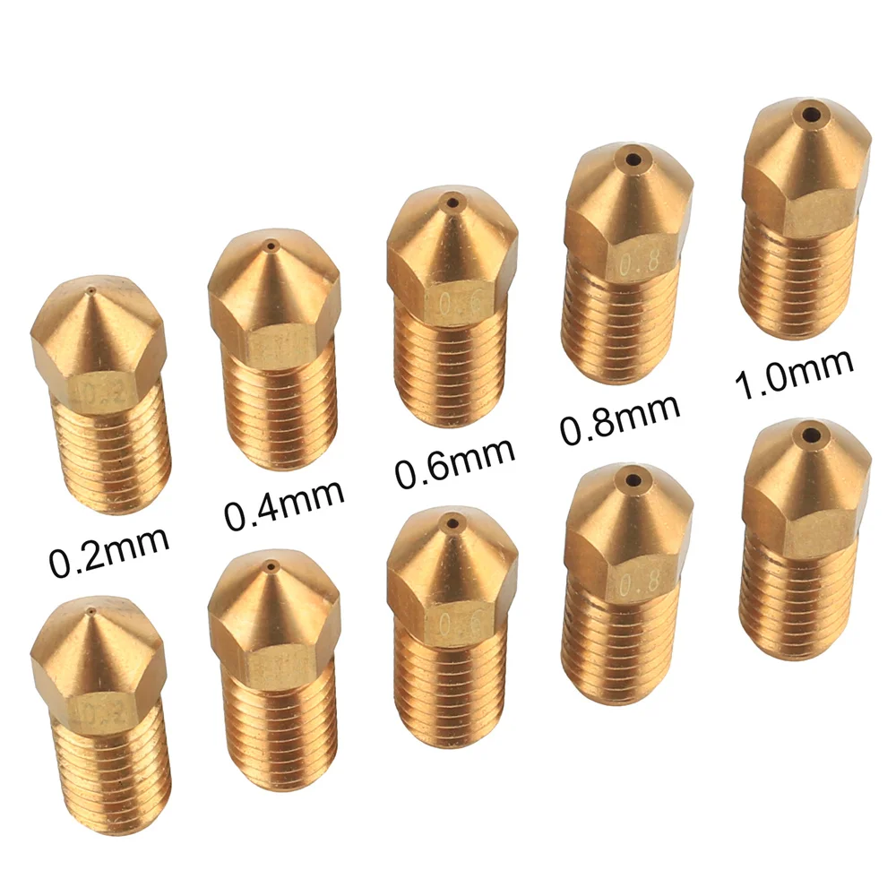 10Pcs Nozzles 3D Printer Part Size 0.2,0.4,0.6,0.8,1.0mm Brass Nozzle Extruder Tips for AnkerMAKE M5