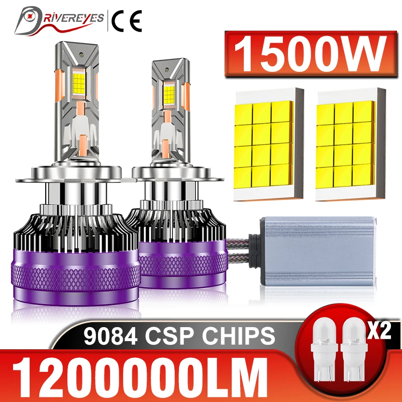 1500W 1200000LM H7 Led Canbus Car Headlight Bulbs H4 Led Lamp H9 H11 HB3 9005 HB4 9006 H1 9012 Hir2 LED 6000K 12V Fog Light 2pcs