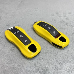 Key Case Racing Yellow For Porshe Macan Cayenne Panamera Taycan Cayman Boxster 718/911 Fob Remote Cover Shell Key Accessories