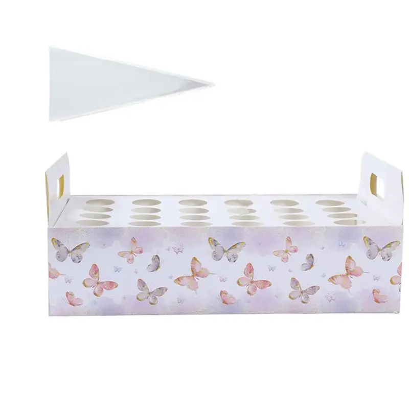 

Cone Bags Holder Tray 30-Holes Food Stand Cone Holder Box Event Celebration Food Serving Tool With Binding Strips For Wedding