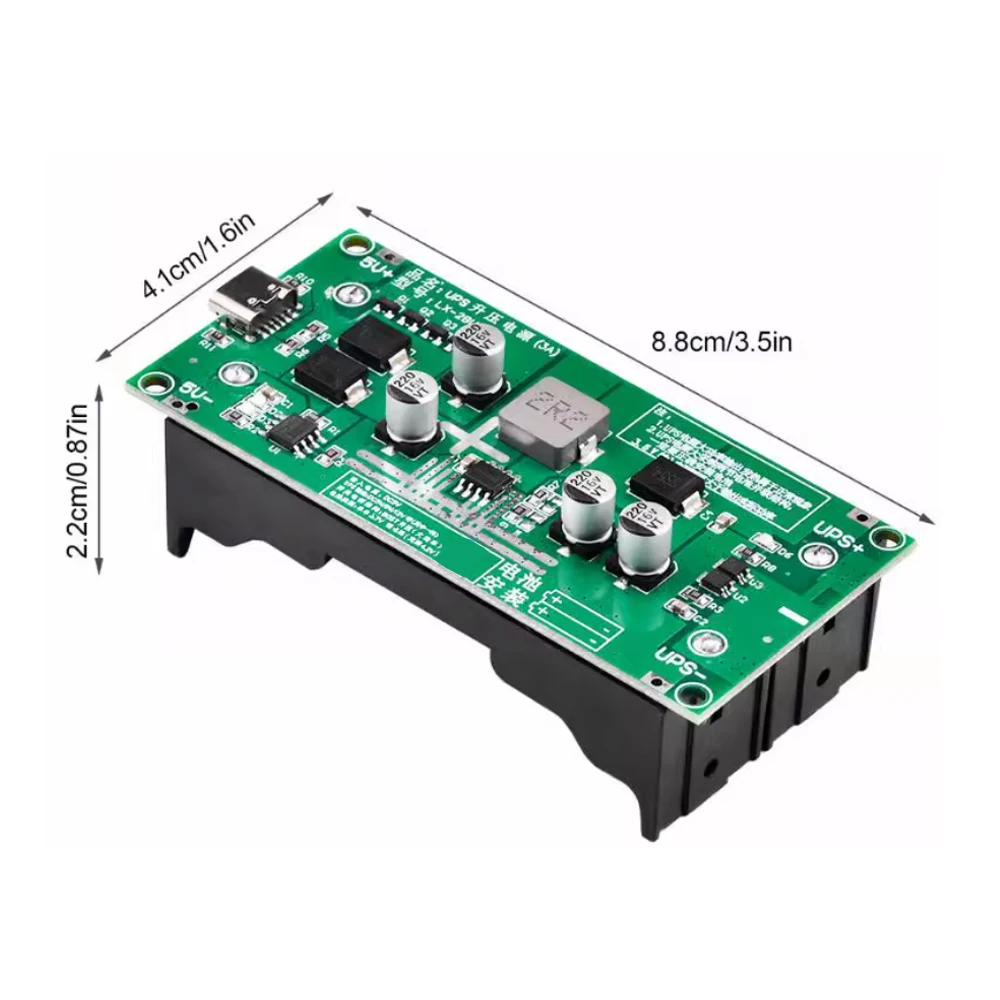 Type-C 15W 3A 18650 Lithium Battery Charger Module DC-DC Step Up Booster Fast Charge UPS Power Supply / Converter 5V 9V 12V