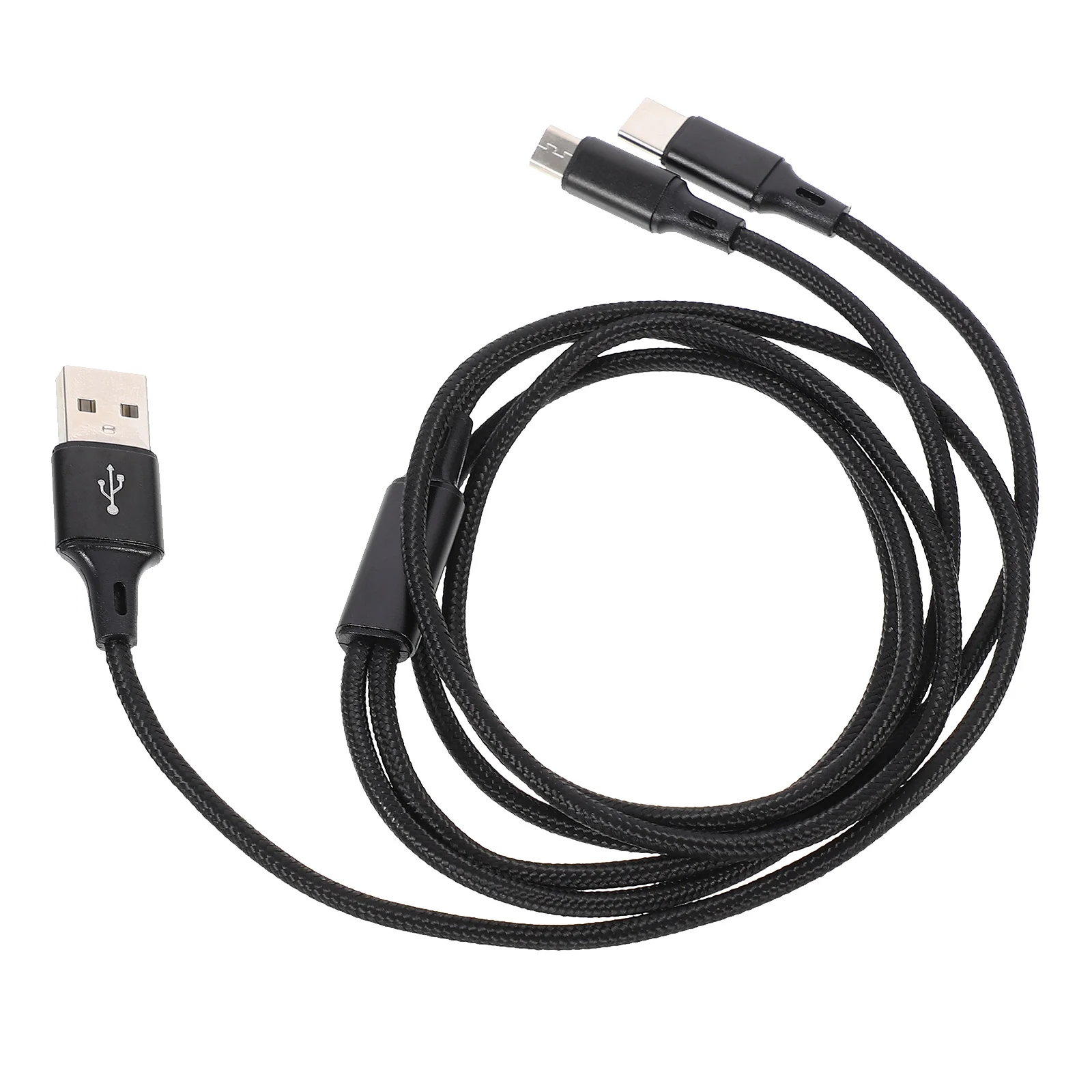 USB C Cord Data Line Charging Cable Dual Head Black Aluminum Alloy Long