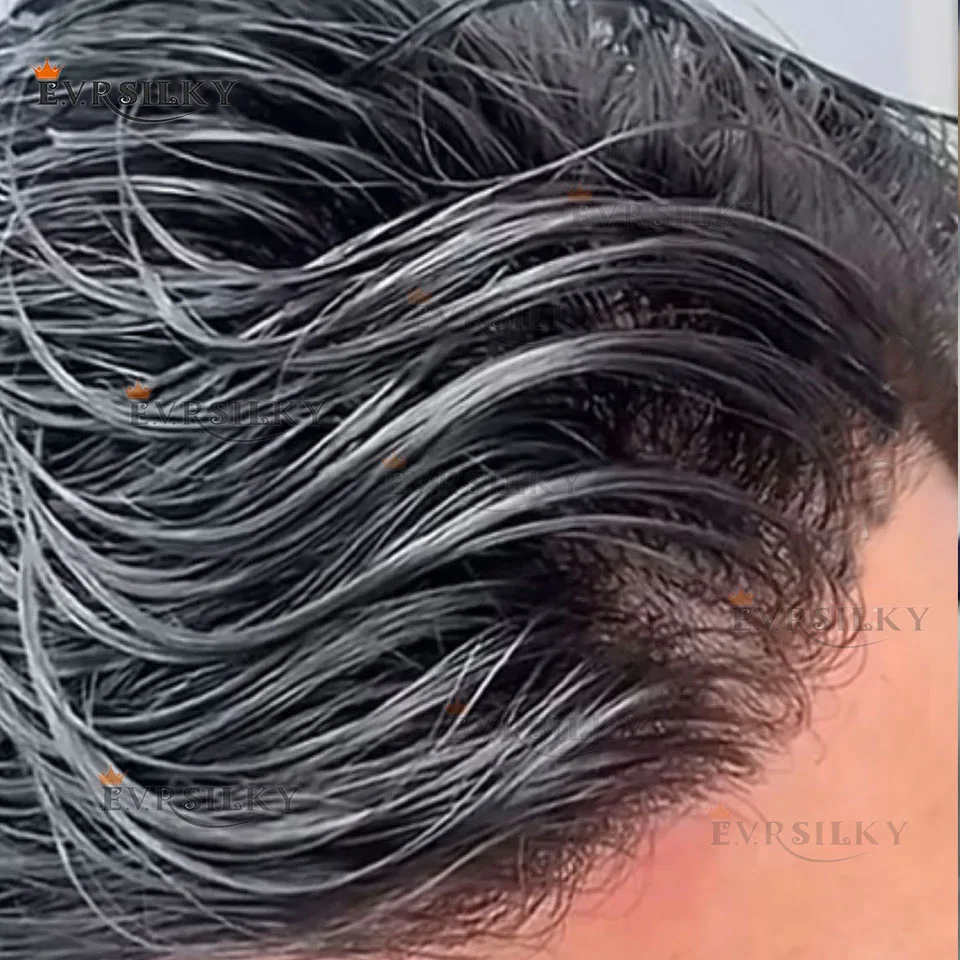 

80% Плотность Невидимые Мужские Человеческие Волосы Натуральные Волосы 0,02 мм Ультратонкая Кожа Парики Парики 1B30 1B65 Блондинка Коричнево-Серый Мужской Система