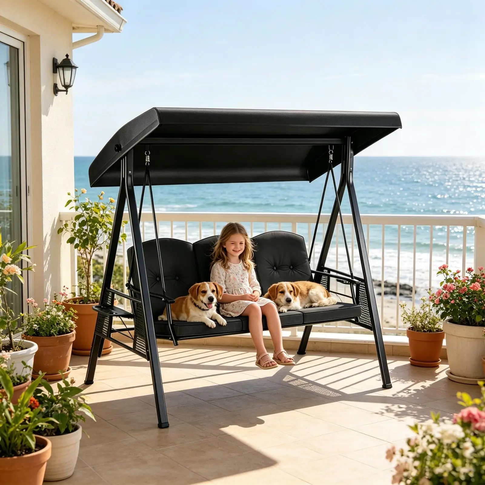 Swing Canopy Cover Rip Proof Anti-UV Protective Waterproof Windproof Outdoor Patio Swing Top Cover For Garden Yard Pathway Patio