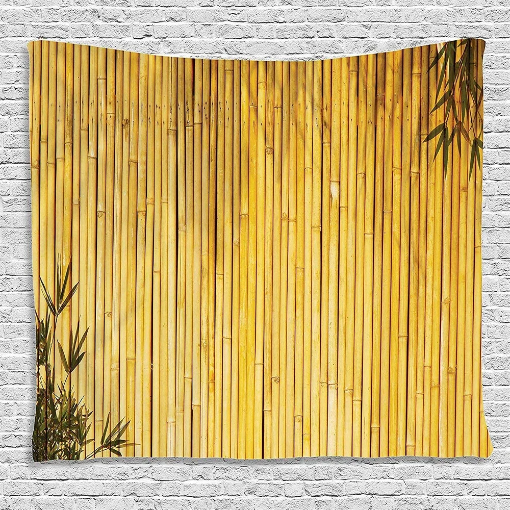 Bamboo Tapestry Stems Leaves Oriental Nature Wood Image Wide Background Fabric Wall Hanging For Bedroom Living Room Dorm Blanket