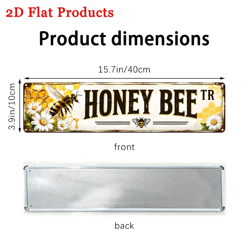 Honey Bee TR Metal Tin Sign Vintage Bee Daisy Honeycomb Wall Art Farm Garden Kitchen Decor Beekeeper Home Hanging Plaque