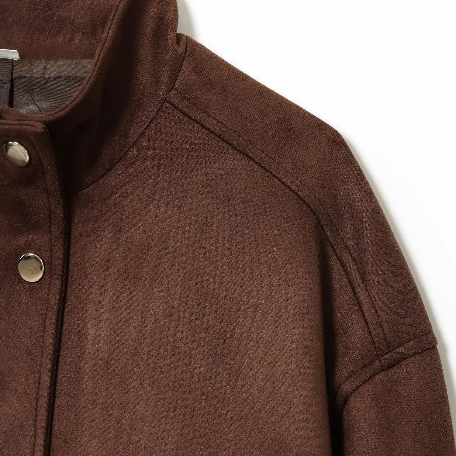 معطف JNLEAOG للسيدات للخريف معطف خريفي جديد Sle ket مزين من جلد الغزال الصناعي ملابس خارجية من البوليستر للسيدات #3