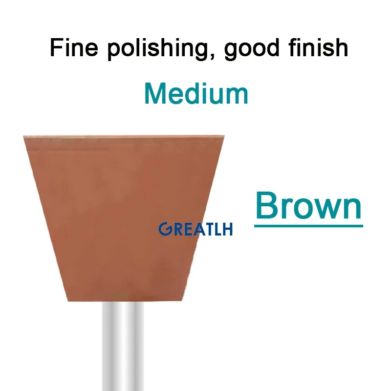 Dental Polishing Burs Medium Head Silicone Polisher for Metal Alloy Silicone Grinding Head Brown Dental Tools 100pcs/set