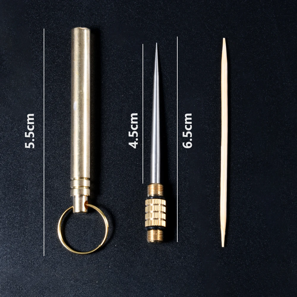 1PC Creative Brass Titanium Alloy Toothpick Portable Multi-function Toothpick Bottle Fruit Fork Camping Tool Toothpick Tube