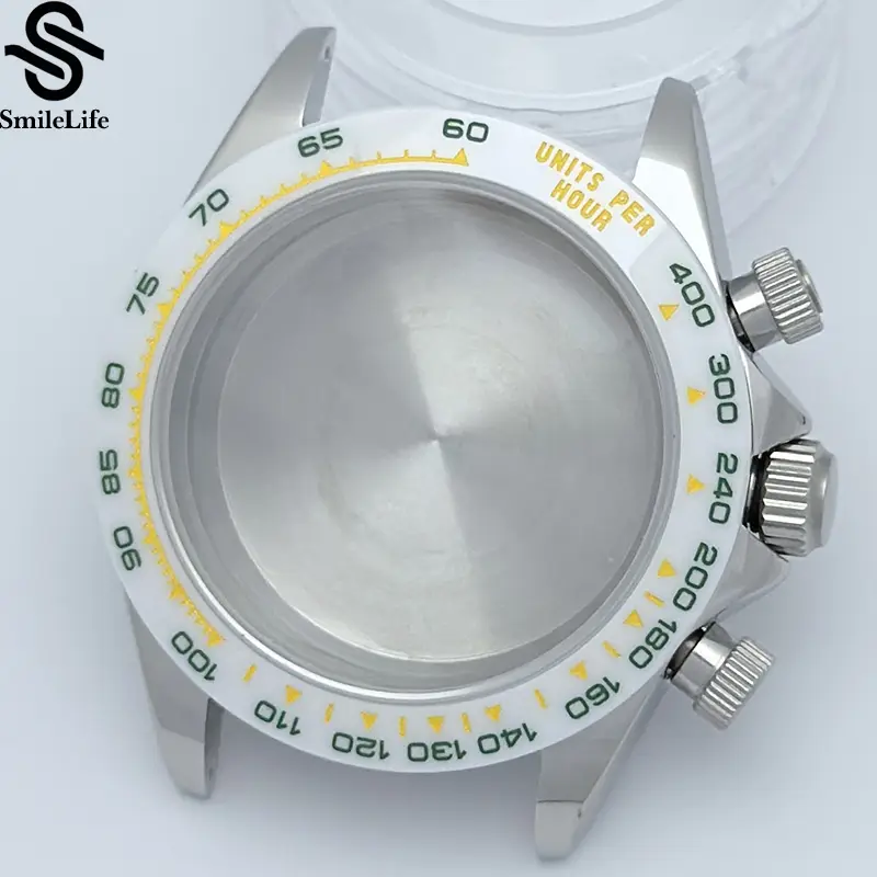 SmileLife 39mm VK63 Silver/Black/Gold Watch Case Sapphire Glass Ceramic/Steel Bezel Fit VK63 Quartz Movement Watch Accessories - Image 17