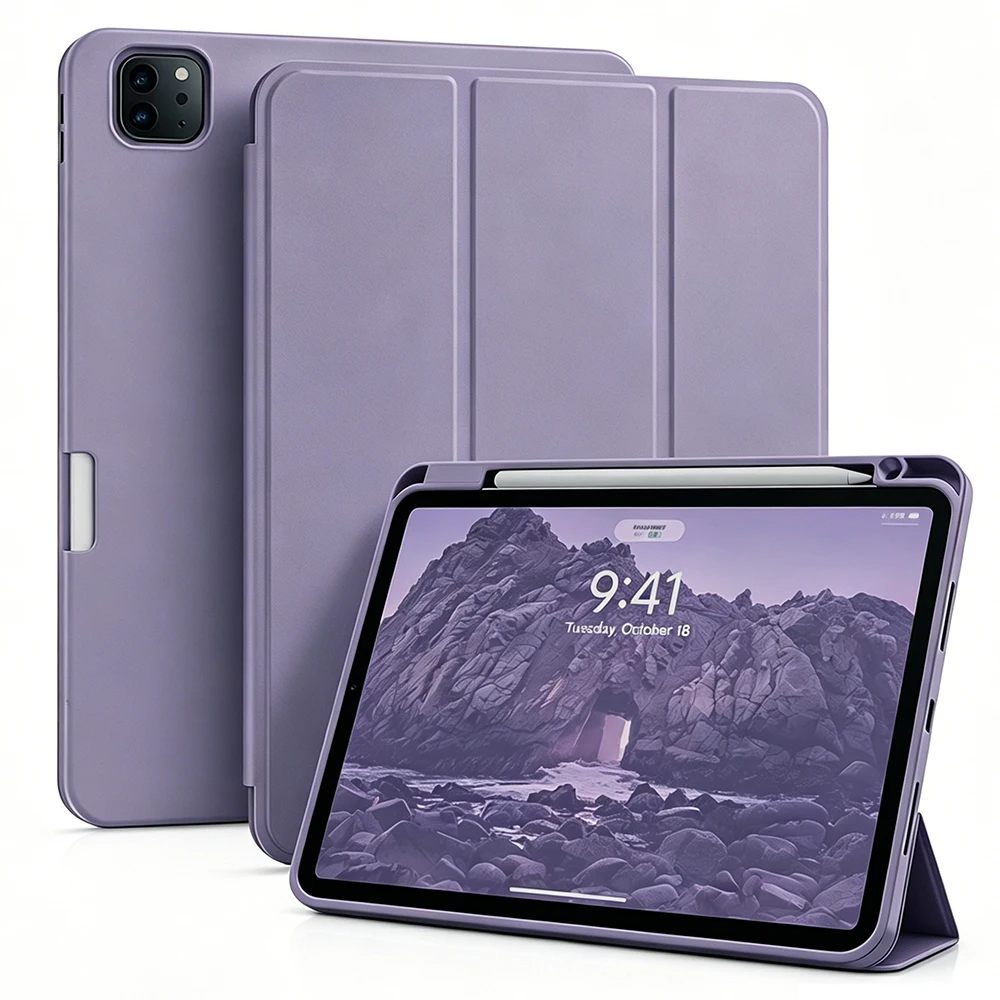 Stiftetui für Apple iPad Air Pro 10.9 11 12.9 13 M2 M3 M4 M5 2024 2025 8. 9. 10. 11. Generation, Magnetische Flip Smart Cover