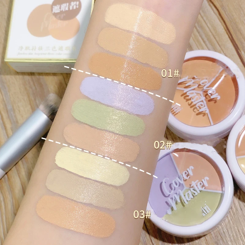 3 colors Concealer Dark Circles Corrector high coverage Green Nose Contour Shading Cream Palette Face Base Beauty Korean Makeup