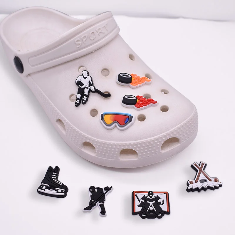 Hot Sale Shoe Charms Decorations for Croc Jibz 1pcs Skating Shoes Goggles Hockey Sports Series Shoe Accessorie