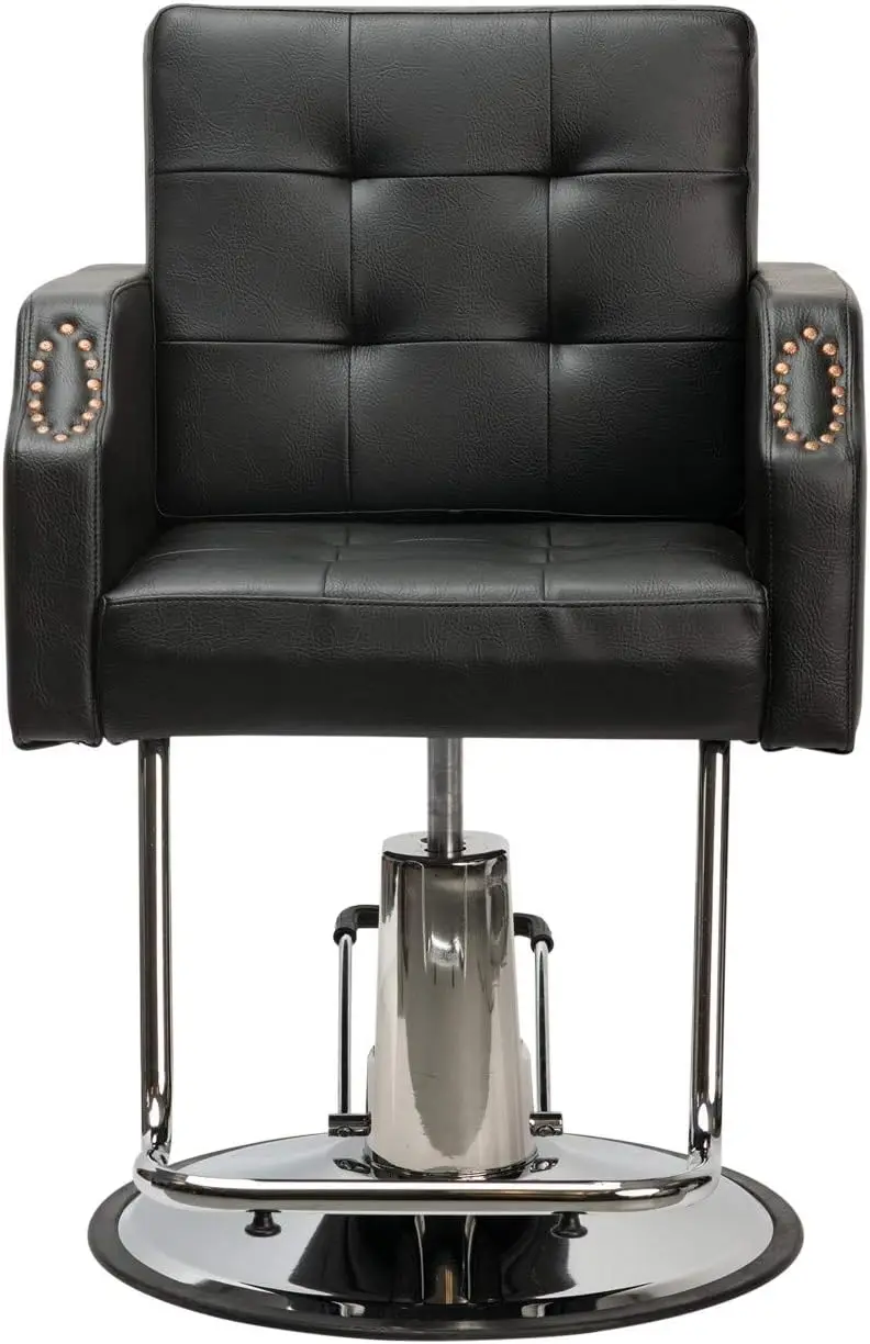 Buy-Rite Antica Black Modern Styling Chair For Professional Salons, Stylists And Barbers, Extra Wide Seat, Tufted Design,