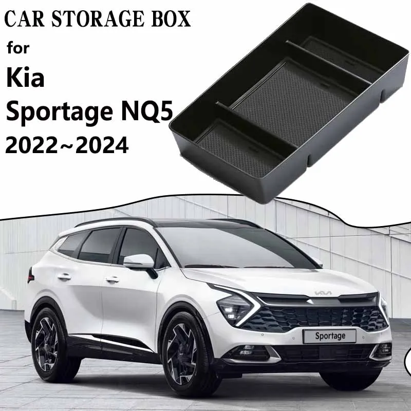 For Kia Sportage NQ5 2022 2023 2024 5 Car Storage Box Armrest Organizer Center Consoles Container Flocking Sundries Accessories