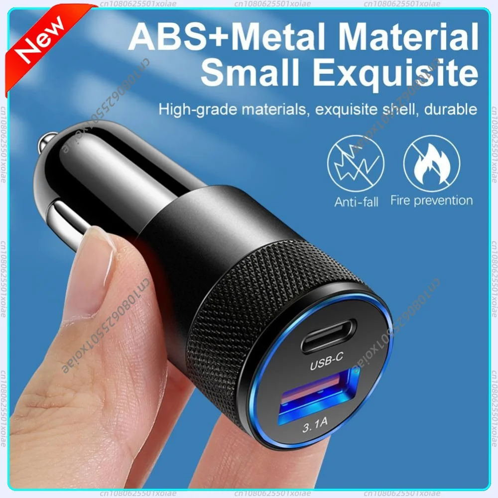 USB C Car Charger Type C 3.1A 15W PD Charging Charger Adapter Socket Rotatable Digital Voltage for Mobile Phone