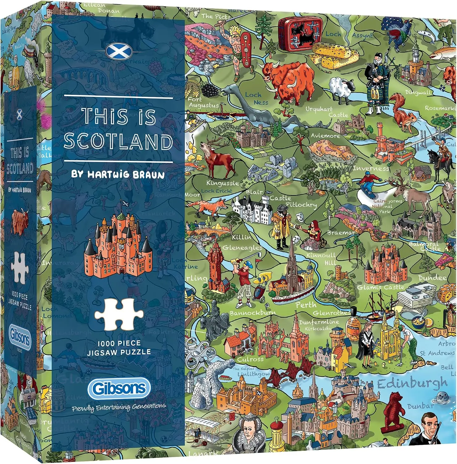 This is Scotland 1000 Piece Jigsaw Puzzle, Attractions Map, 100% Recycled Board