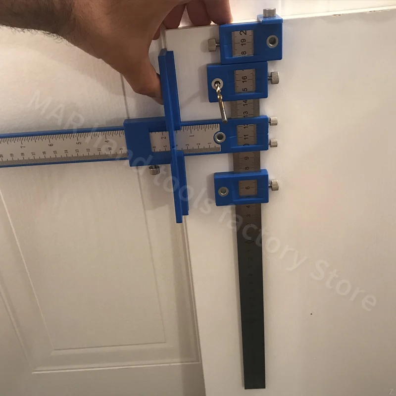 Gabarit de localisation de trou de poignée pour porte d'armoire, ensemble de guides centraux, travail de calcul de la masse, perceuse de travail, installation du bouton