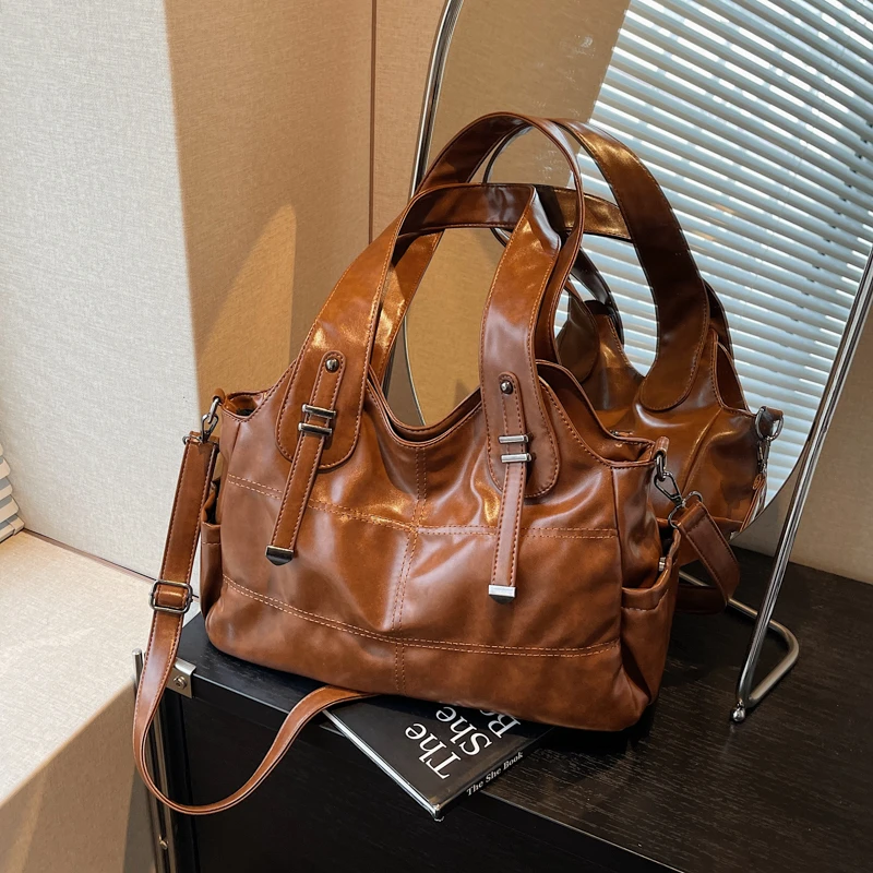 

Кожаные сумки-тоут для женщин, мягкая сумка-хобо через плечо, кошелек через плечо с регулируемым ремешком