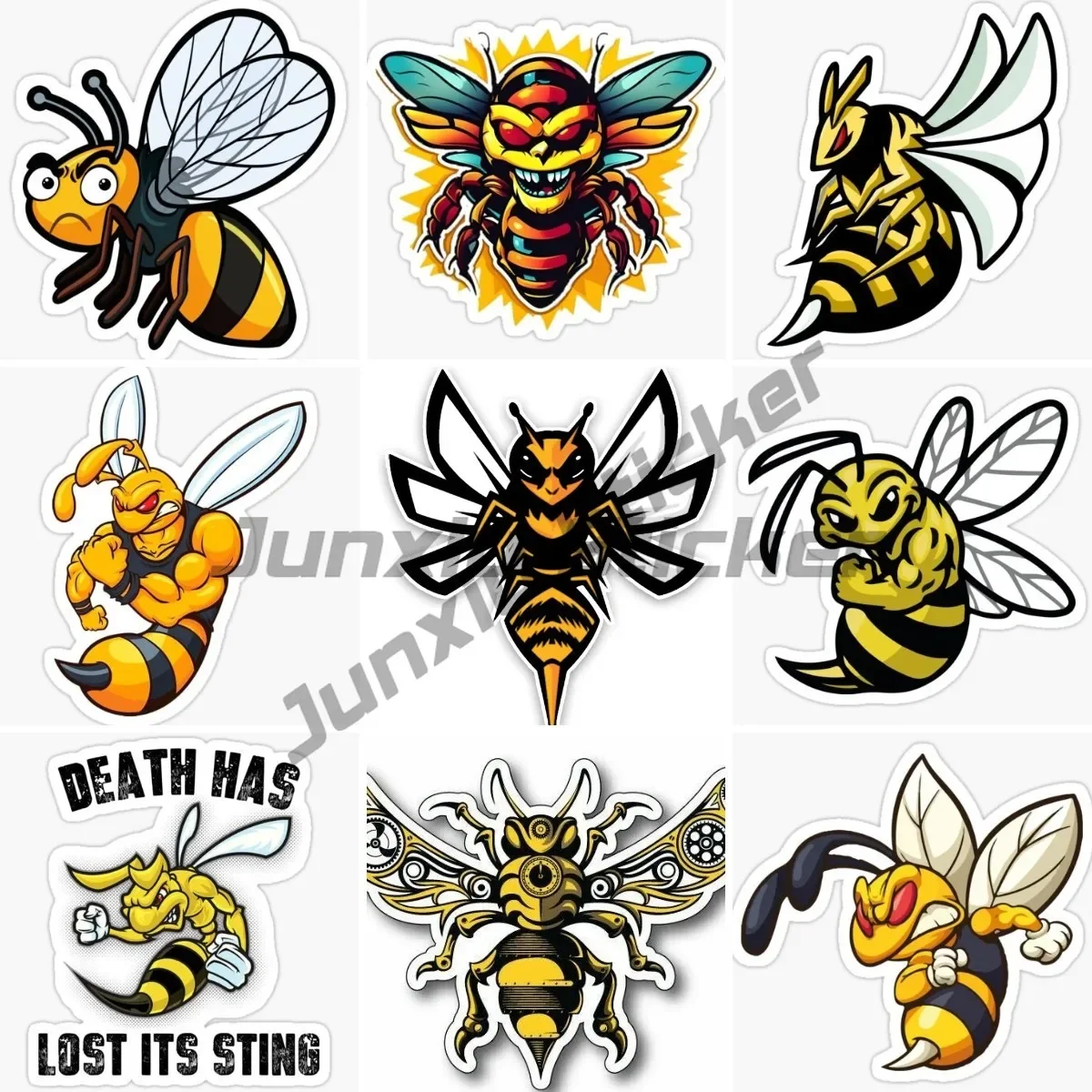 

Car Sticker Interesting Lovely Cartoon Hornets Bee Colored PVC Graphic Decoration Waterproof Cover Scratches Decal