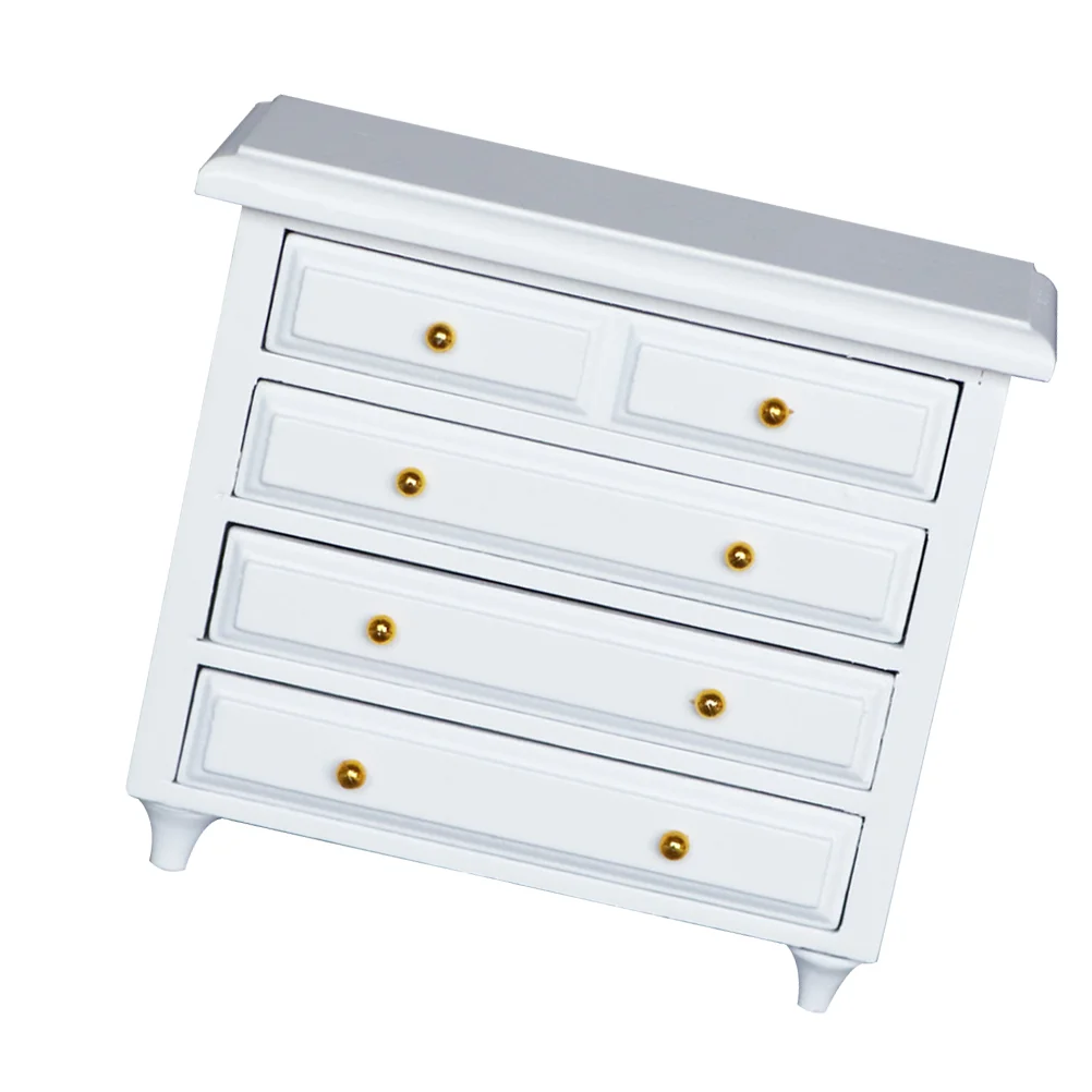 Decor House Drawer Mini Cabinet Ornament Artigianato Modello in legno per la casa Bianco solido