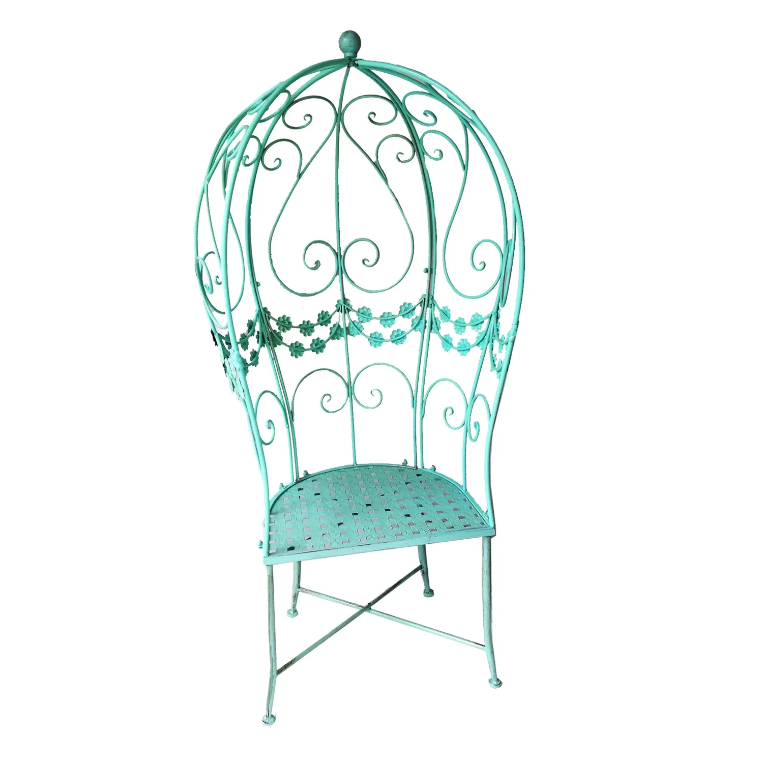 Vintage leisure chair Climbing cane frame Balcony Garden chair Courtyard back Outdoor iron   Outdoor Garden Furniture