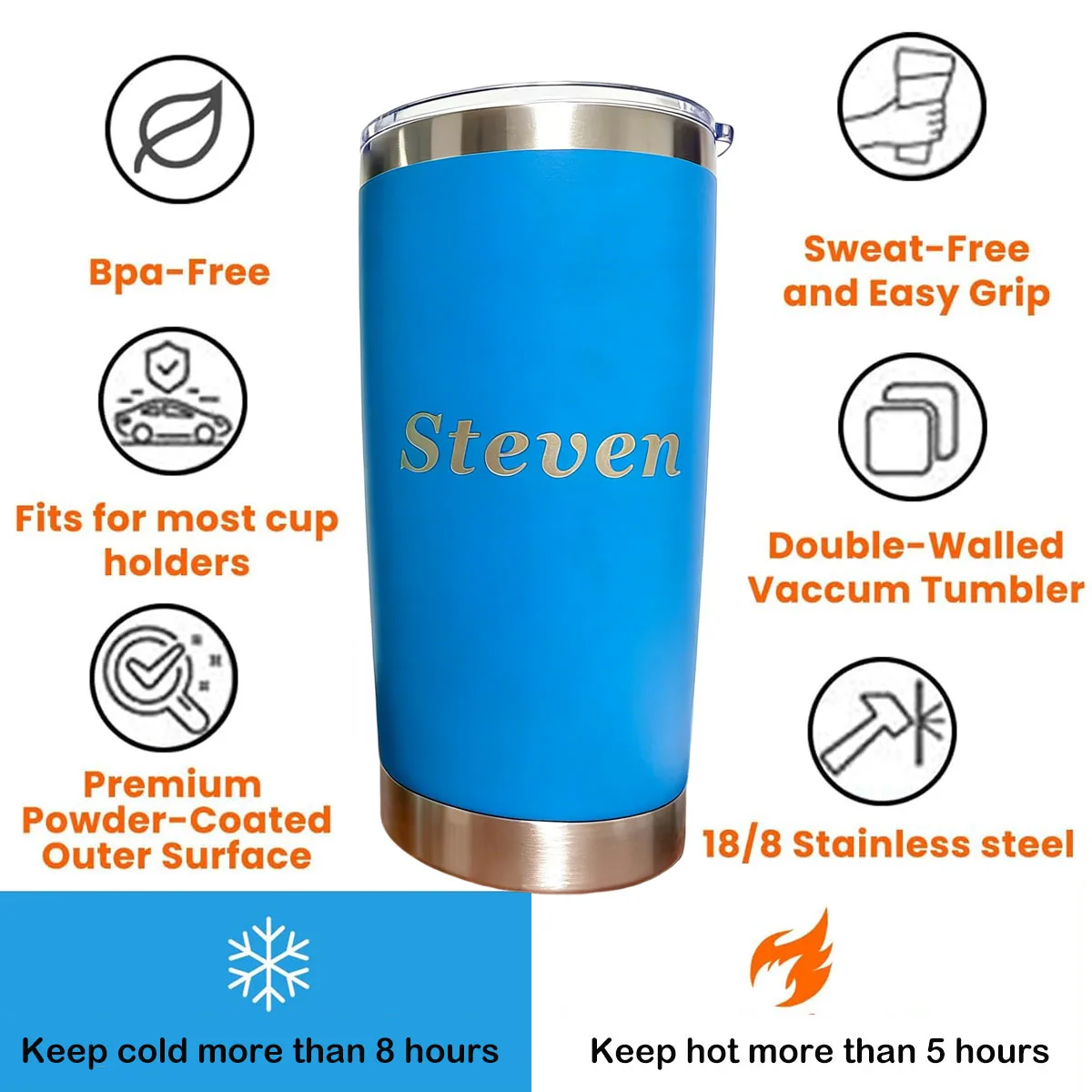 Personalized Tumbler with Engraved Name, 20 Oz Coffee Tumbler with Slider Lid, Double Wall Insulated Custom Gift for Men, Women
